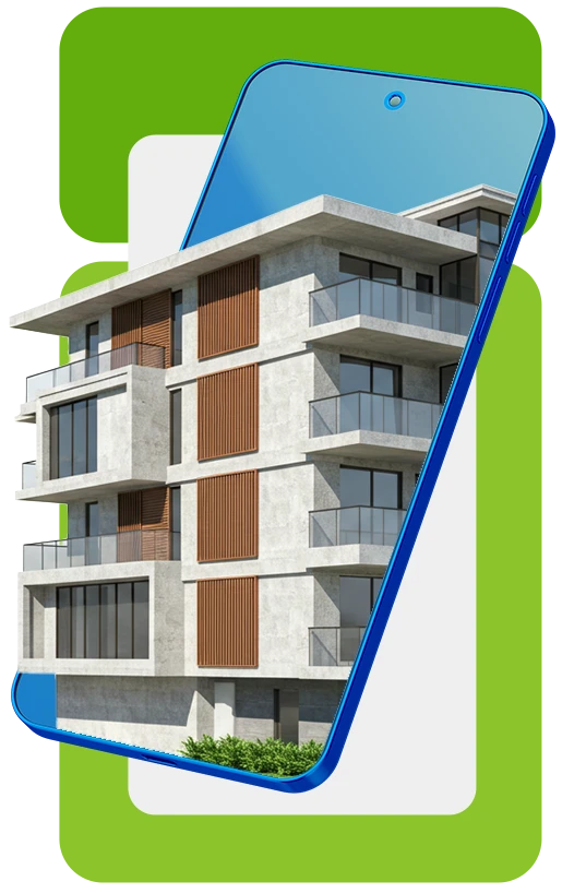 Ilustração Linkvist App e Imóvel
